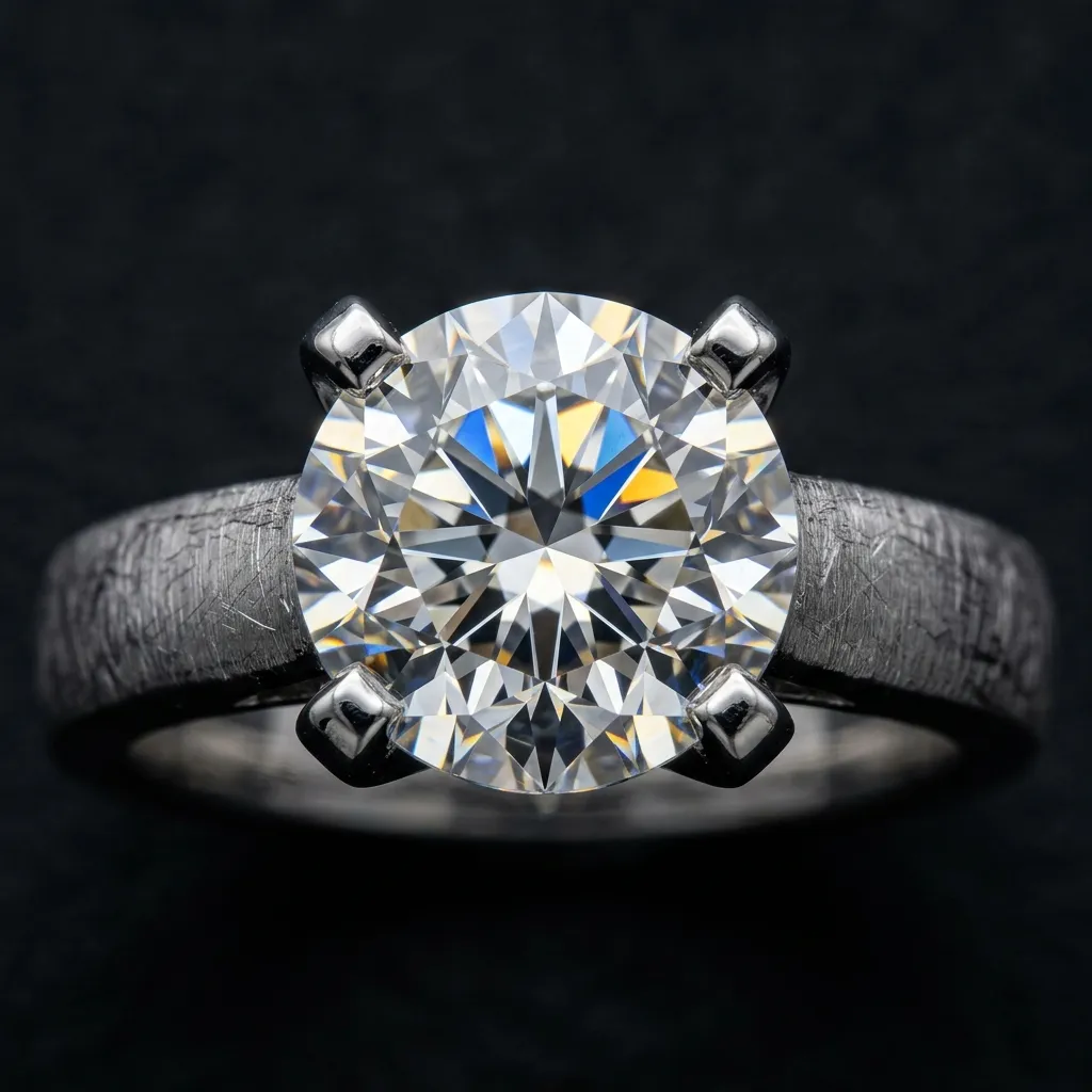 Perfectly Symmetrical Solitaire Diamond Ring Macro